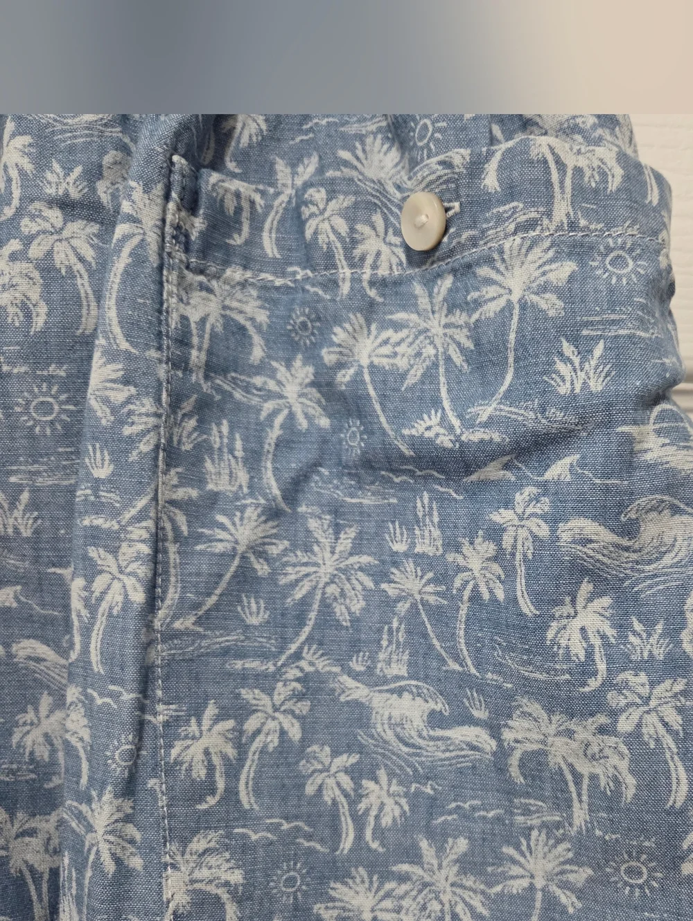 American Eagle Blue Tropical Print Pull-On Cotton Women Beach Shorts Size Large - Picture 7 of 12